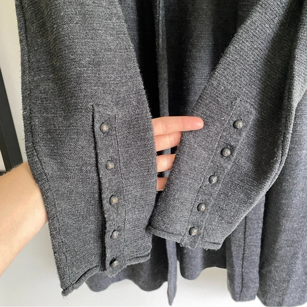 TAHARI Extra Fine Merino Wool Dark Gray Open Cardigan Size L - Picture 6 of 13